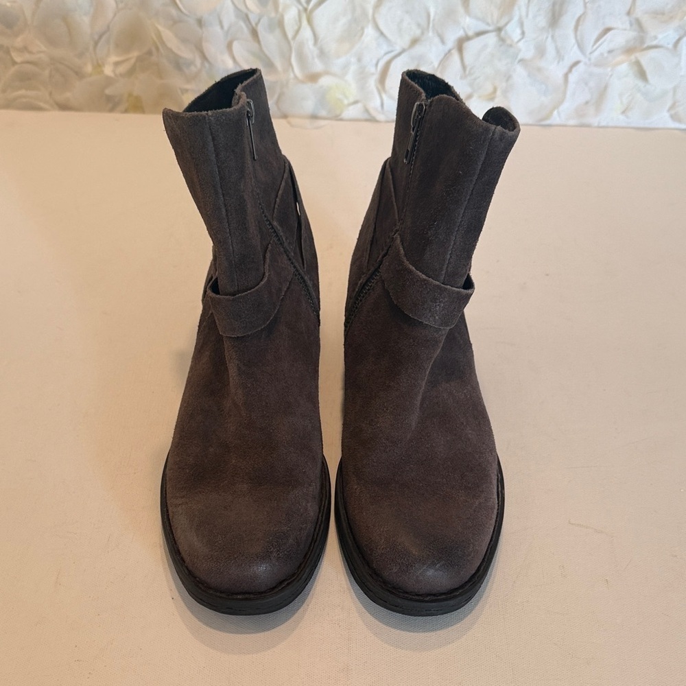 Born Dark Brown Suede Buckle Boots